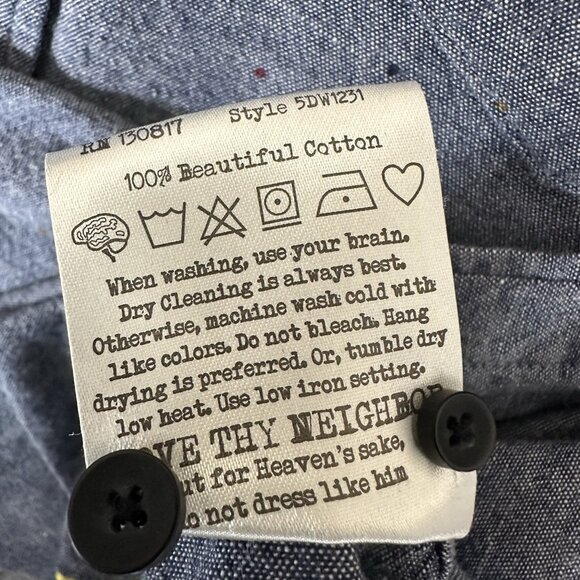 Descendants of Thieves Shirt Mens L Grey Polka Dots Long Sleeve Button Up Adult - Picture 3 of 7